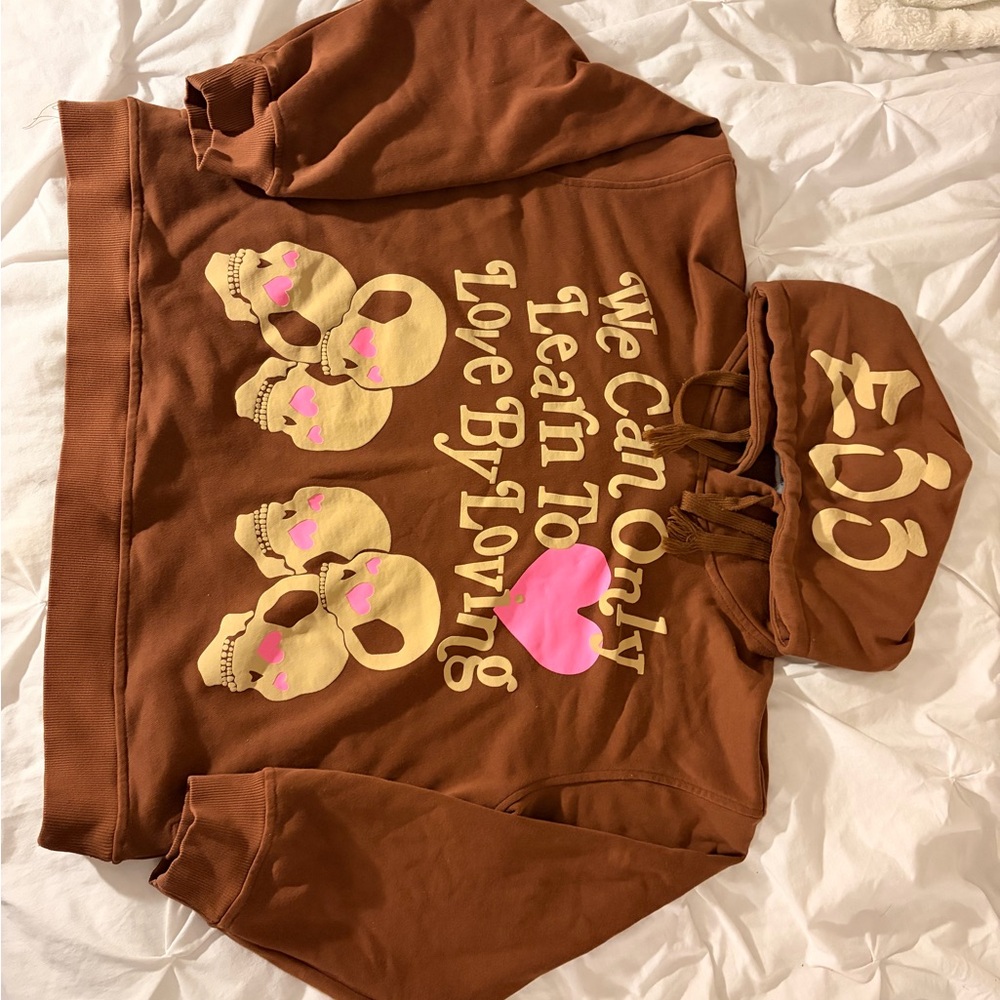 Aelfric Eden Brown Hoodie with Pink and Cream Accents